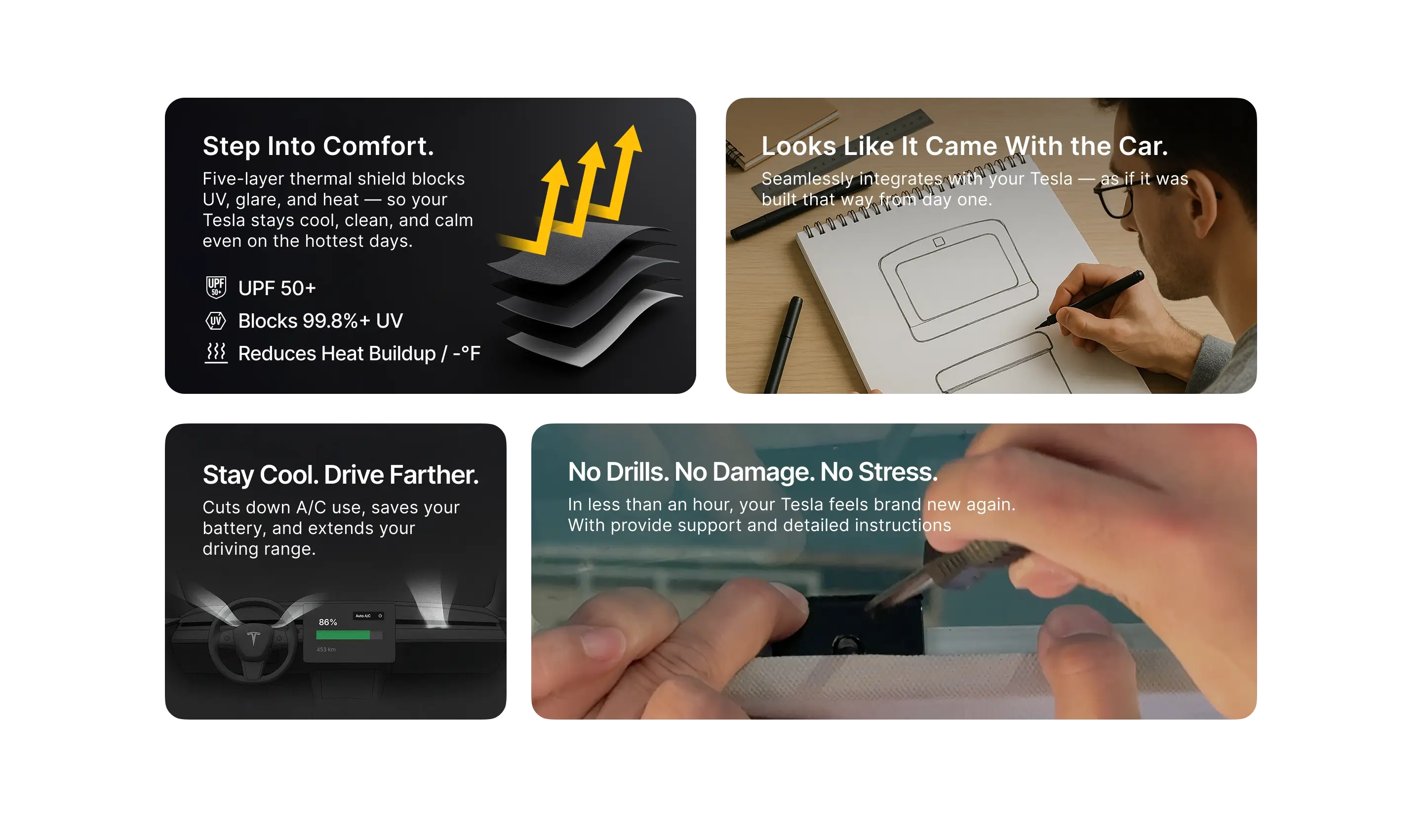 Enovix-Electric-Sunshade-4-in-1-Features-UPF-50-Plus-99-Percent-UV-Block-OEM-Style-Seamless-Integration-AC-Efficiency-Energy-Saving-Non-destructive-No-Drilling-Installation-AVSS-Safety